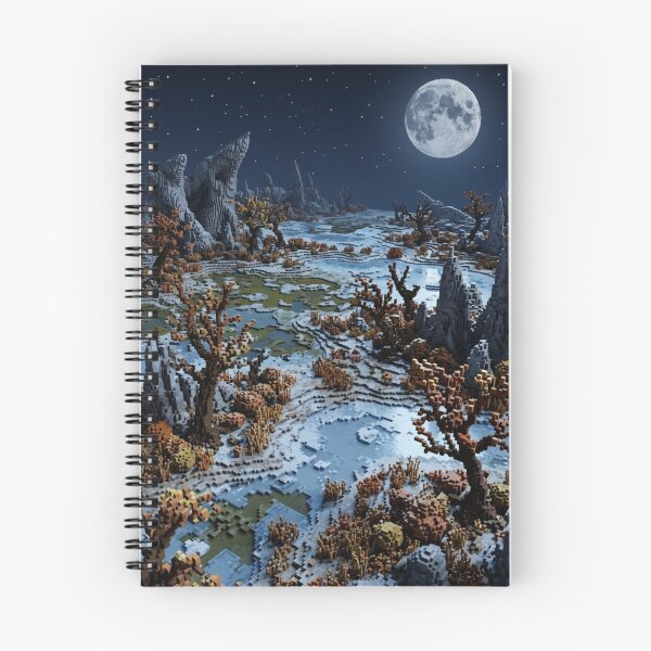 Item preview, VOXEL LANDSCAPE NIGHT ART FULL MOON FANTASY GAMING FROZEN TUNDRA designed and sold by Curiosiart.