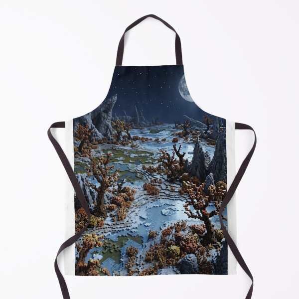 Item preview, VOXEL LANDSCAPE NIGHT ART FULL MOON FANTASY GAMING FROZEN TUNDRA designed and sold by Curiosiart.