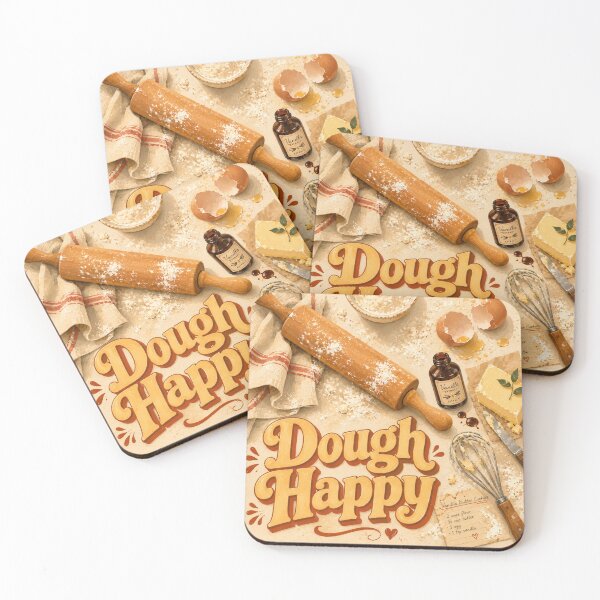 Item preview, Dough Happy | Hand Painted Baking Flat Lay Illustration designed and sold by UUniqueIImprint.