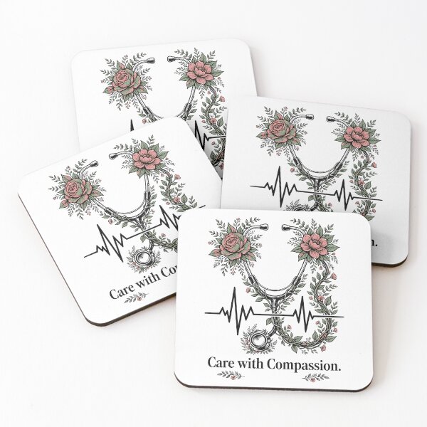 Item preview, Care With Compassion Floral Stethoscope Heartbeat Pulse Art designed and sold by BumbleBloom7.