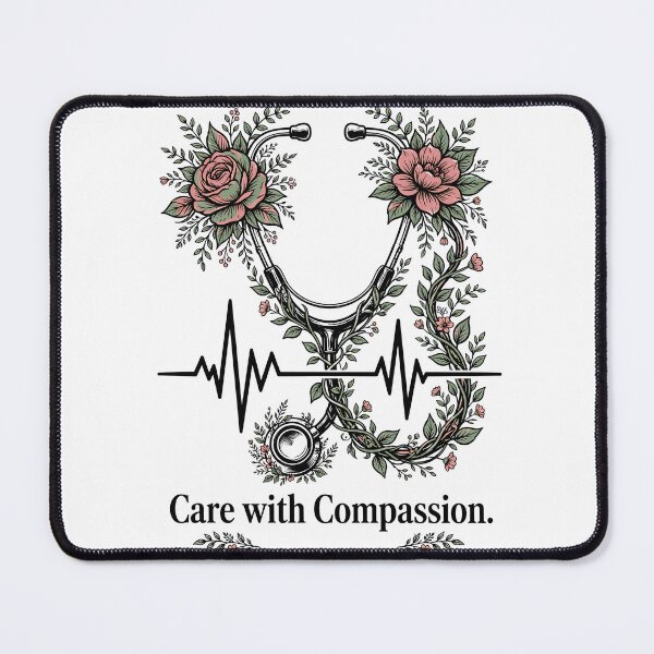 Item preview, Care With Compassion Floral Stethoscope Heartbeat Pulse Art designed and sold by BumbleBloom7.