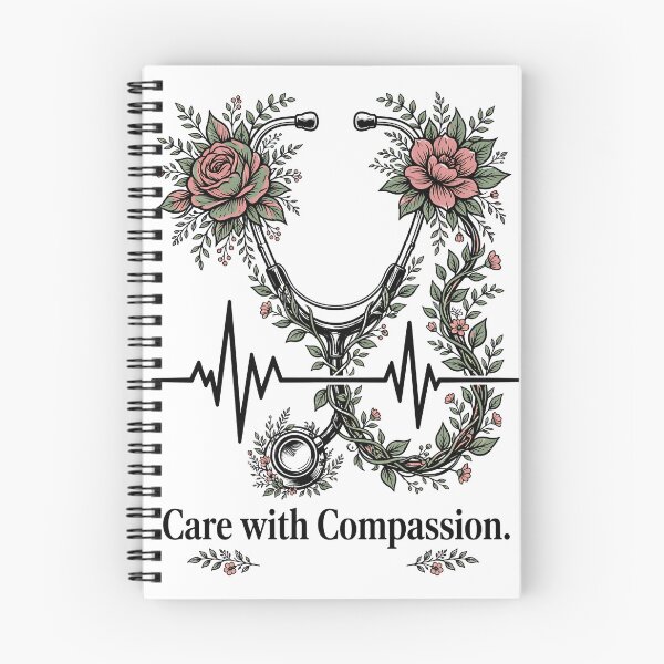 Item preview, Care With Compassion Floral Stethoscope Heartbeat Pulse Art designed and sold by BumbleBloom7.
