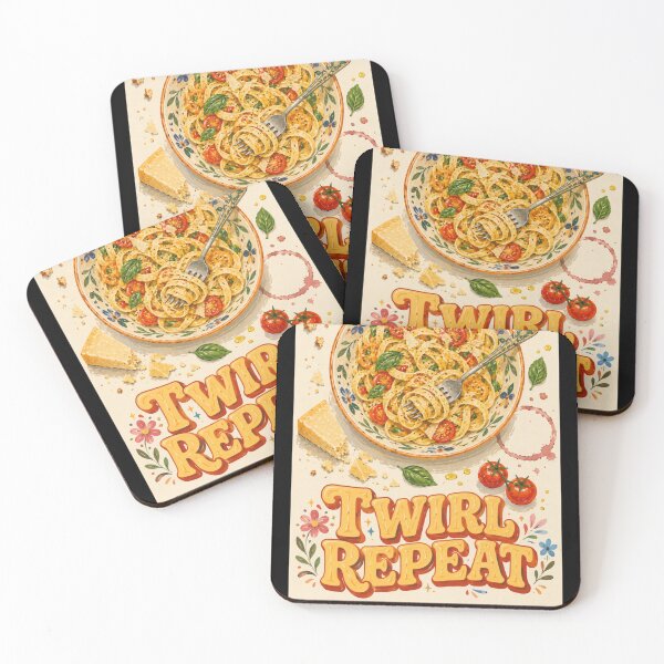 Item preview, Twirl Repeat - Hand Painted Italian Pasta Flat Lay Illustration designed and sold by UUniqueIImprint.