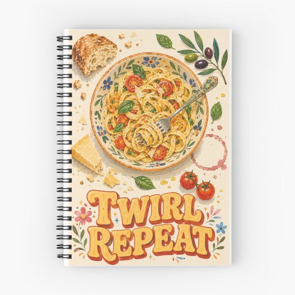 Item preview, Twirl Repeat - Hand Painted Italian Pasta Flat Lay Illustration designed and sold by UUniqueIImprint.
