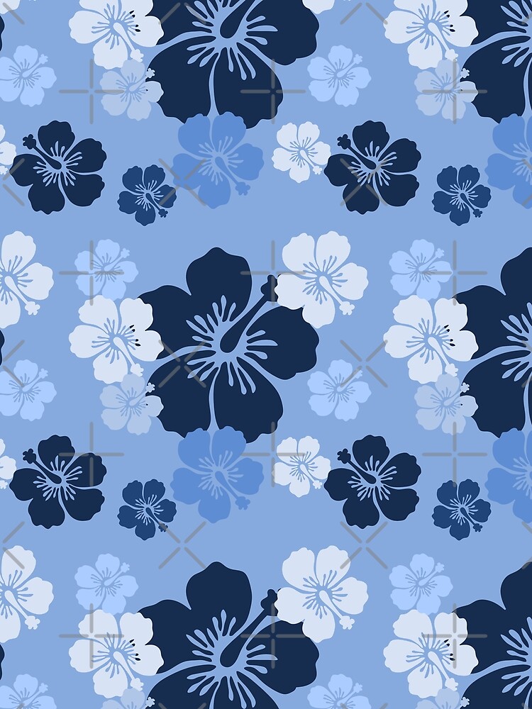 Thumbnail 3 of 3, Scarf, Blue Hibiscus Pattern by RKTOPIC designed and sold by RKTopic.