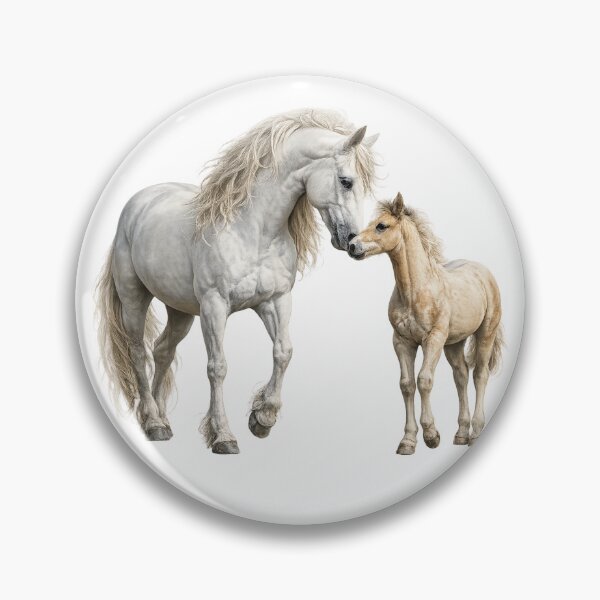 Item preview, Realistic White Mare and Foal – Beautiful Horse Family Art designed and sold by SmikiM.