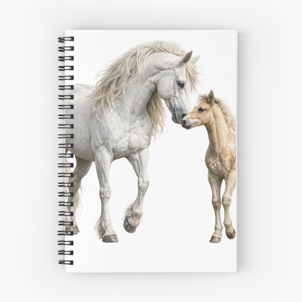 Item preview, Realistic White Mare and Foal – Beautiful Horse Family Art designed and sold by SmikiM.