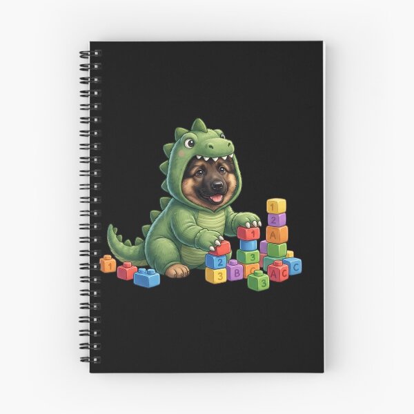 Item preview, Cute German Shepherd Puppy in Dinosaur Costume Playing with Blocks designed and sold by SilentFlower.