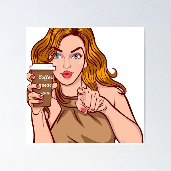 Item preview, Cute Retro Pop Art Coffee Girl Aesthetic designed and sold by BoldcreationsM.