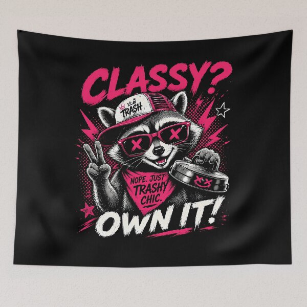 Item preview, Trash Chic Raccoon Punk Attitude designed and sold by InkInduldge.