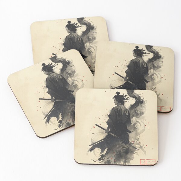 Item preview, Silent Warrior Sumi E Samurai Japanese Ink Art Katana designed and sold by The Fine Print by BassAddict.