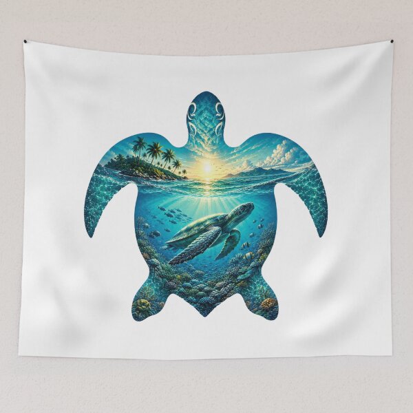 Item preview, Sea Turtle Double Exposure – Tropical Ocean designed and sold by OTSC.