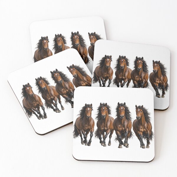 Item preview, Four Galloping Brown Horses – Realistic Horse Art designed and sold by SmikiM.
