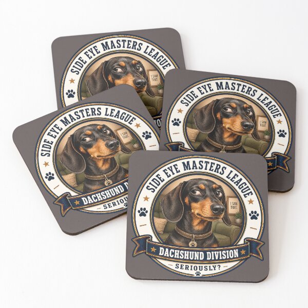 Item preview, Side Eye Masters League - Dachshund Division - Seriously?/Funny Dachshund Dog Badge Logo  designed and sold by Halejo68.