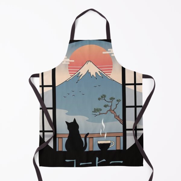 Item preview, Coffee cat with mointain Japanese in backgrounds designed and sold by CherryStuff.