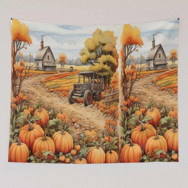 Item preview, Pumpkin Harvest Fall Farm Print | Autumn Farmhouse Wall Art | Fall Season Poster designed and sold by DigitalChickHub.