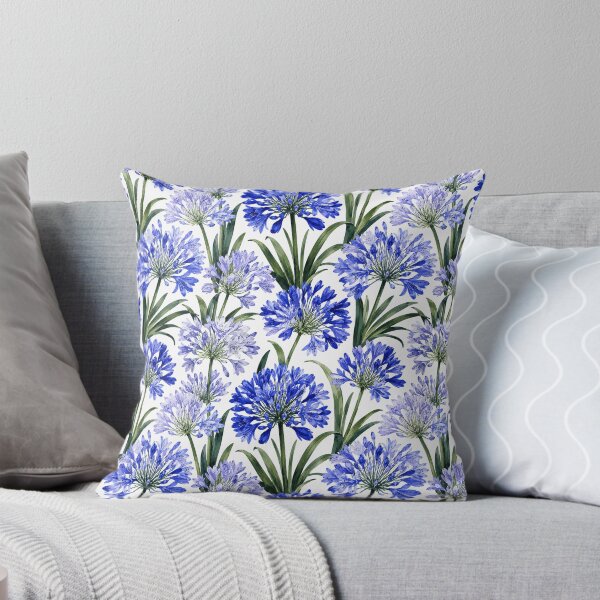 Item preview, Agapanthus Blue Globe Watercolor Seamless Floral Pattern designed and sold by Inkworksbyshery.