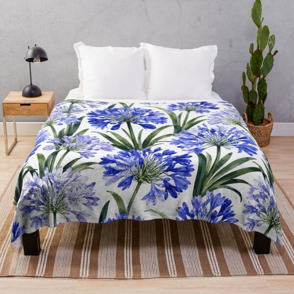 Item preview, Agapanthus Blue Globe Watercolor Seamless Floral Pattern designed and sold by Inkworksbyshery.