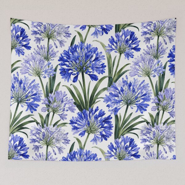 Item preview, Agapanthus Blue Globe Watercolor Seamless Floral Pattern designed and sold by Inkworksbyshery.