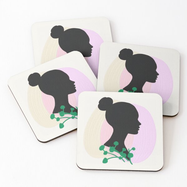 Item preview, Minimalist Woman Silhouette with Green Botanical Leaves Art designed and sold by The Emoji Vibe.