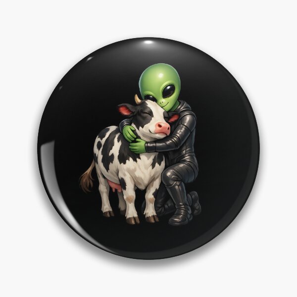Item preview, Alien Hugging His Pet Cow – Cute Sci-Fi Friendship Illustration designed and sold by builtforyou.