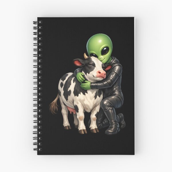Item preview, Alien Hugging His Pet Cow – Cute Sci-Fi Friendship Illustration designed and sold by builtforyou.