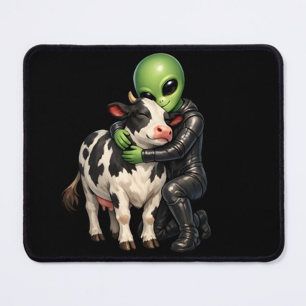 Item preview, Alien Hugging His Pet Cow – Cute Sci-Fi Friendship Illustration designed and sold by builtforyou.