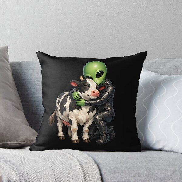 Item preview, Alien Hugging His Pet Cow – Cute Sci-Fi Friendship Illustration designed and sold by builtforyou.