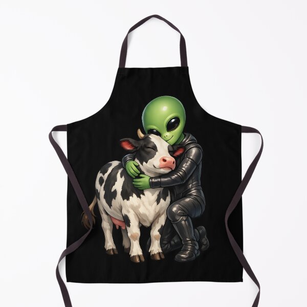 Item preview, Alien Hugging His Pet Cow – Cute Sci-Fi Friendship Illustration designed and sold by builtforyou.