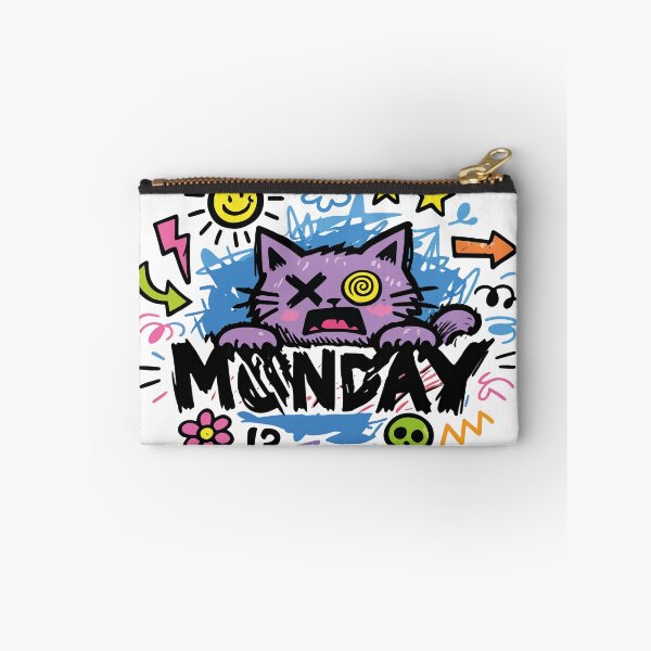 Item preview, Grumpy Purple Cat vs Monday – Funny Chaotic Doodle Cartoon designed and sold by aswan2000.