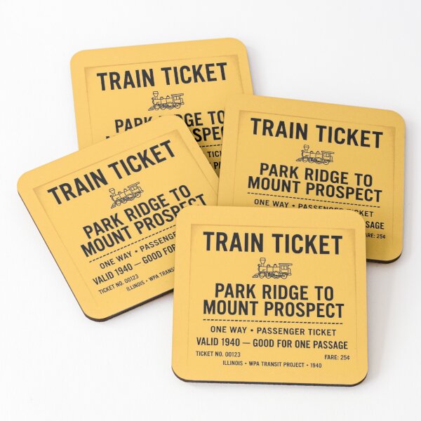 Item preview, Train ticket from Park Ridge to Mount Prospect designed and sold by Rue Design Company.