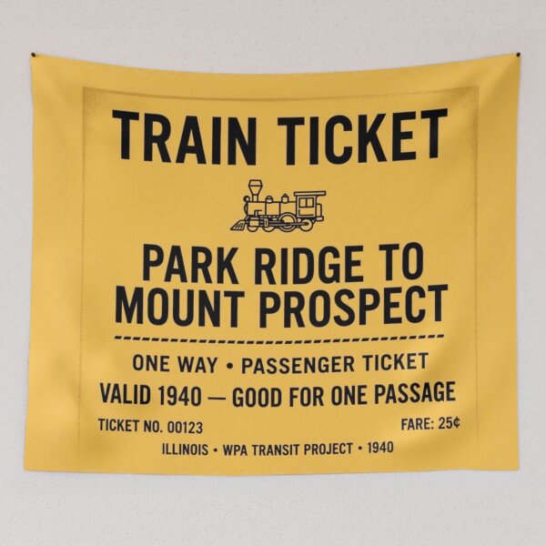 Item preview, Train ticket from Park Ridge to Mount Prospect designed and sold by Rue Design Company.