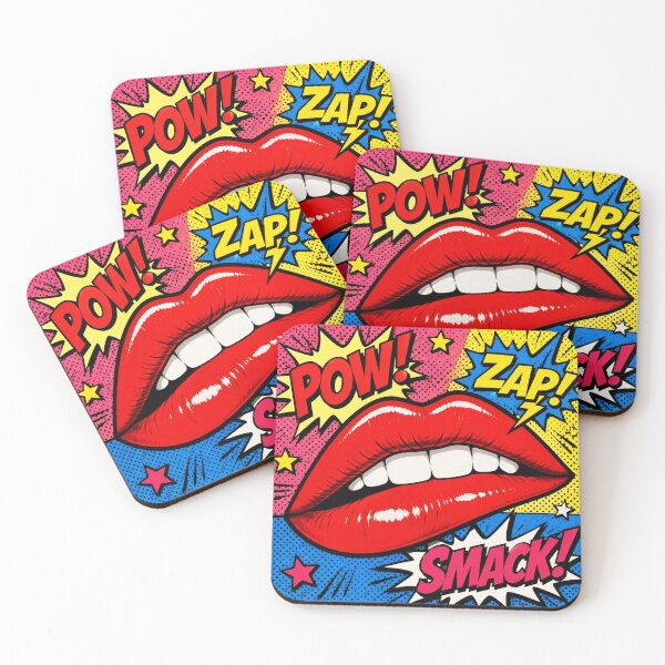 Item preview, Pop Art Red Lips POW ZAP SMACK - Retro Comic Book Style designed and sold by Natalia-Vlad.