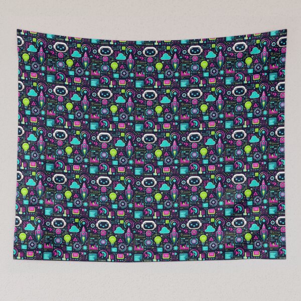 Item preview, Cute Neon Tech Innovation Pattern designed and sold by GalacticLabs.