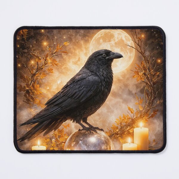 Item preview, Raven in an Enchanted Autumn Equinox Mabon Candles Crystal Sage Moon designed and sold by Stephanie Laird.