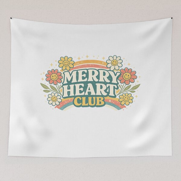 Item preview, Merry Heart Club Retro Christian Floral Smiley Faith Aesthetic Shirt designed and sold by SoulThread Studio.