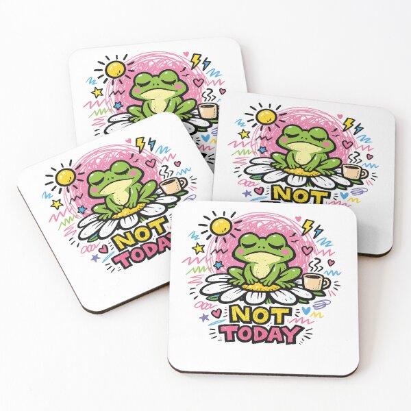Item preview, Not Today Sleepy Frog Coffee Doodle Cartoon T-Shirt | Cute Lazy Frog Illustration designed and sold by aswan2000.