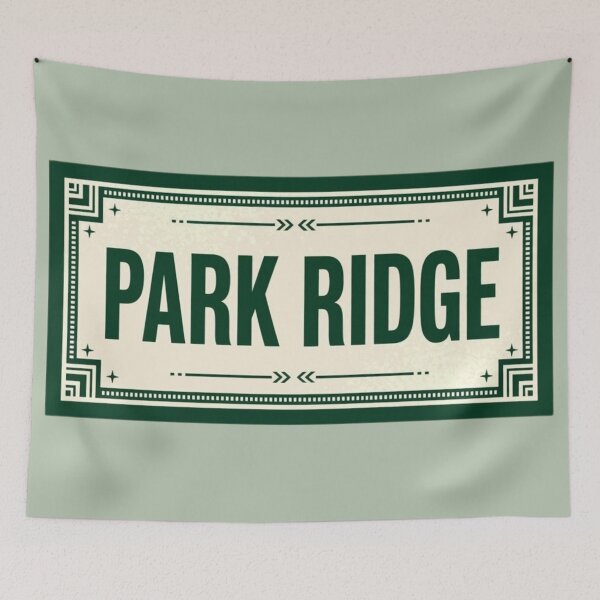 Item preview, Park Ridge vintage sign with decorative green border designed and sold by Rue Design Company.