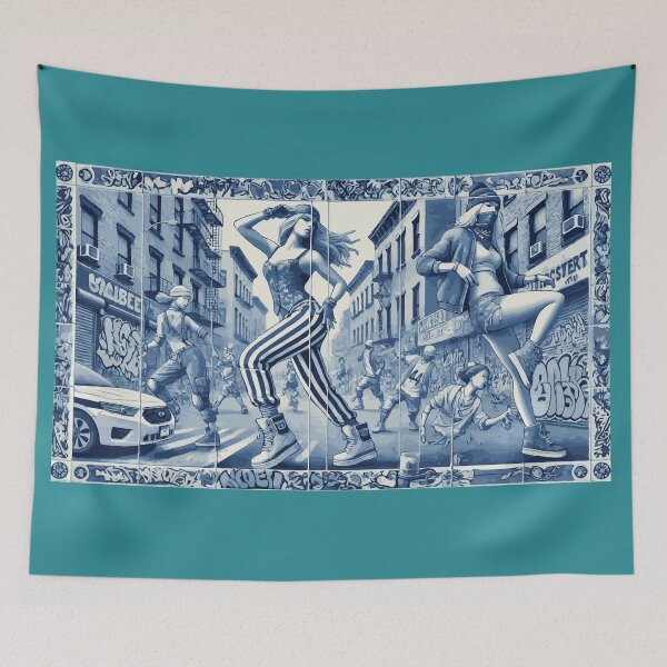 Item preview, Urban Street Dance Art – Blue Graffiti City Scene, Modern Streetwear Illustration designed and sold by Joel0708.