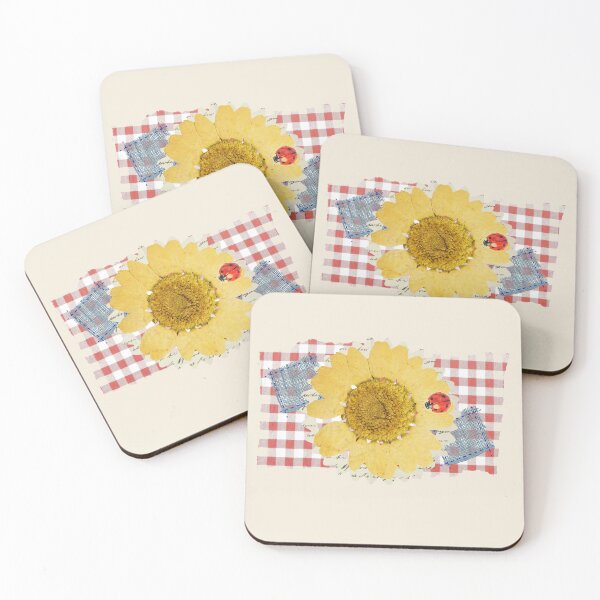 Item preview, Sunflower Checkered Fabric Style Cute Ladybug Garden Vintage Floral Graphic designed and sold by alizye.