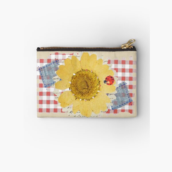 Item preview, Sunflower Checkered Fabric Style Cute Ladybug Garden Vintage Floral Graphic designed and sold by alizye.
