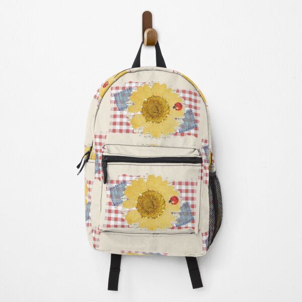 Item preview, Sunflower Checkered Fabric Style Cute Ladybug Garden Vintage Floral Graphic designed and sold by alizye.