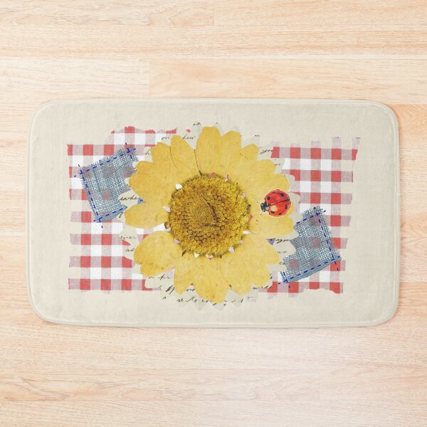 Item preview, Sunflower Checkered Fabric Style Cute Ladybug Garden Vintage Floral Graphic designed and sold by alizye.