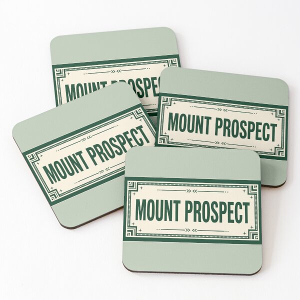 Artikelvorschau, Vintage-Schild „Mount Prospect“ mit dekorativem grünem Rand entworfen und verkauft von Rue Market.