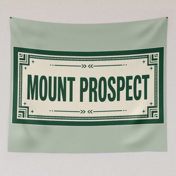 Item preview, Mount Prospect vintage sign with decorative green border designed and sold by Rue Market.