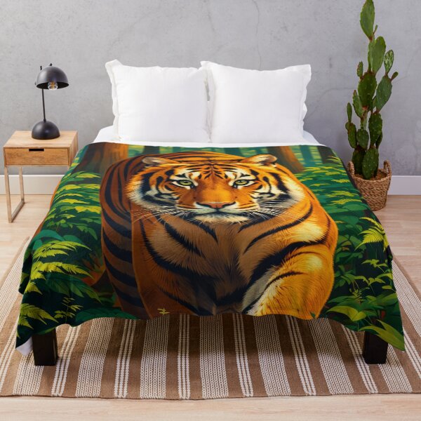 Item preview, Tiger Retro Style Digital Animal Art designed and sold by kakarikihill.