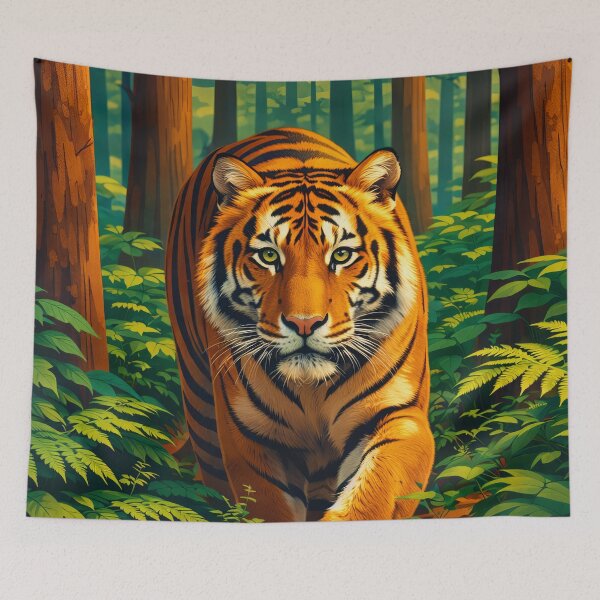 Item preview, Tiger Retro Style Digital Animal Art designed and sold by kakarikihill.