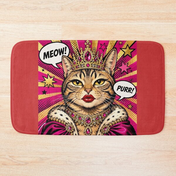 Item preview, Royal Queen Cat Pop Art - Magenta Crown Cat MEOW PURR designed and sold by Natalia-Vlad.