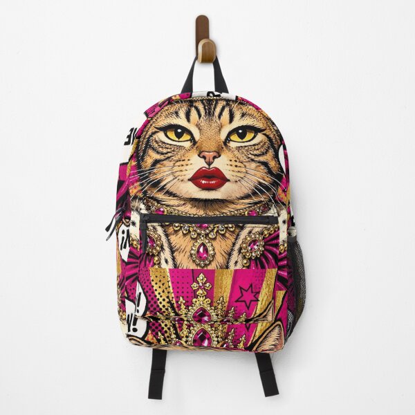 Item preview, Royal Queen Cat Pop Art - Magenta Crown Cat MEOW PURR designed and sold by Natalia-Vlad.