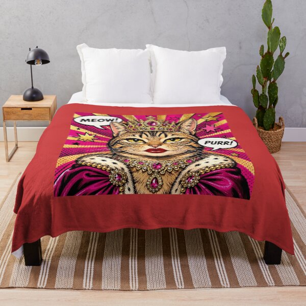 Item preview, Royal Queen Cat Pop Art - Magenta Crown Cat MEOW PURR designed and sold by Natalia-Vlad.